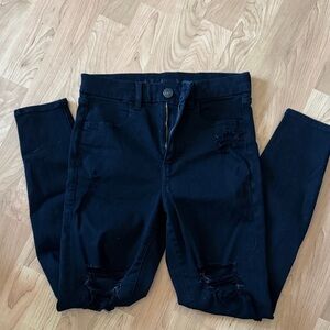 American Eagle Outfitters Black Distressed Skinny Jeans